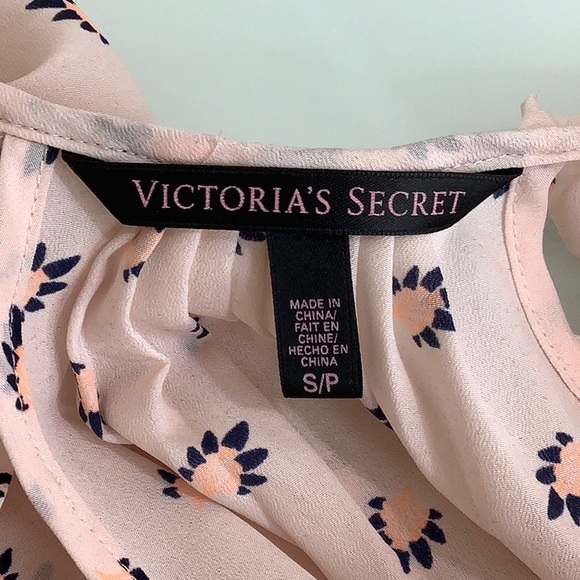 Victoria’s Secret front tie back splits lace trim floral blouse size Small EUC - Picture 8 of 14